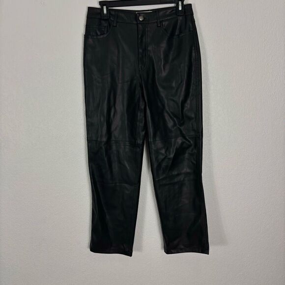 MNG Mango Black Faux Leather Pants - Picture 1 of 6